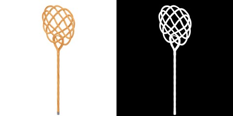 3D rendering illustration of a rattan carpet beater