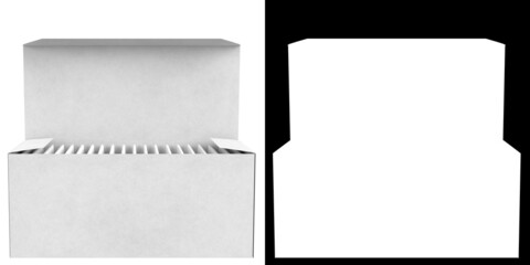 3D rendering illustration of a rectangular box filled with paper bags