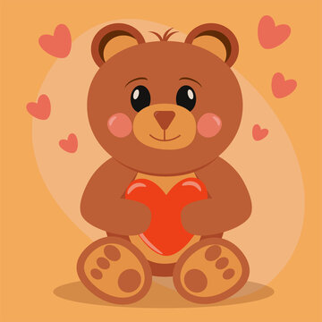 Teddy Bear Icon Brown Teddy Bear Toy Set | Teddy Bears Icon Love Vector Illustration Logo | Stuffed Teddy-Bear Happy Teddy Bear 