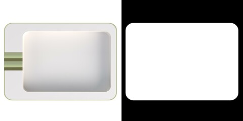 3D rendering illustration of a rectangular ceramic ashtray

