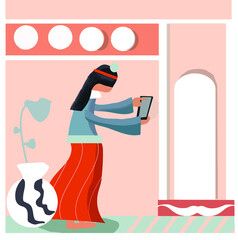Girl in the interior.