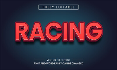 Elegant Racing 3D Text Effect Fully Editable Vector. Modern font graphic style text theme sport typography typeset for label and sticker.