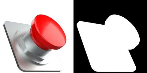 3D rendering illustration of a red button