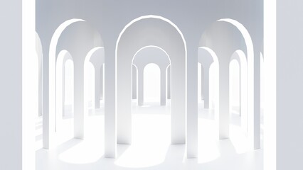 Architecture interior background empty arched pass 3d render