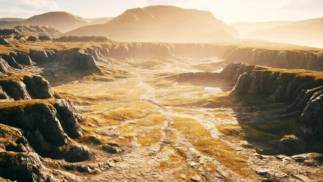 Mountain scenery with dry grass in Afghanistan