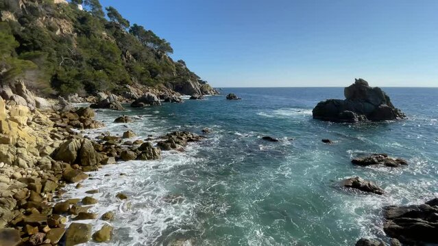 lloret de mar costa brava de Girona, spain mediterranean beach tourist destination, turquoise blue sea nature calm graviotas