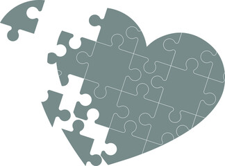 heart puzzle with a missing piece over pink background. Health care design