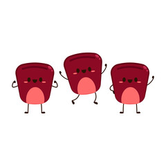 Sweet red corn seed character design.
Siamese red ruby corn seed isolated vector.
