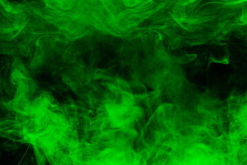 Green steam on a black background.