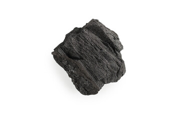 Black oak coal isolated on white background.