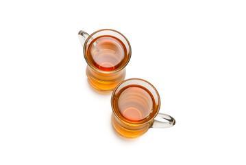 A turkish glass of tea isolated on white background.