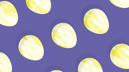 Isometric easter eggs background. Loop animation seamless pattern. Yellow eggs moveing up and down on a very peri color background. Vertical backgrounds. Vertical video for social media stories - Powered by Adobe