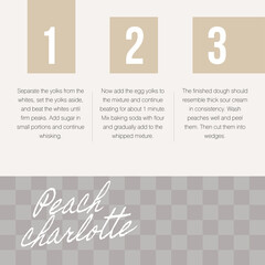 Square universal template for print, web and social networks. Infographic in the form of three numbered columns and a frame for a photo. In coffee colors. Theme. Trend vector illustration.