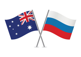 Australia and Russia flags. Australian and Russian flags, isolated on white background. Vector icon set. Vector illustration. 