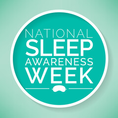 National Sleep awareness week is observed every year in March, intended to be a celebration of sleep and a call to action on important issues related to sleep. Vector illustration