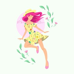 Obraz na płótnie Canvas beautiful girl dancing in spring seasson