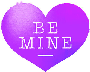 'Be Mine' headline in heart shape. Grunge effect vector illustration.