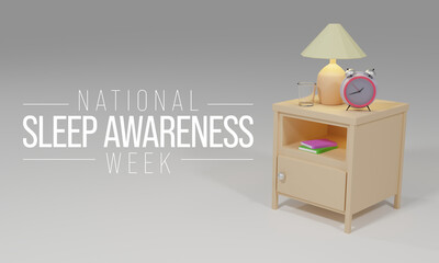 National Sleep awareness week is observed every year in March, intended to be a celebration of sleep and a call to action on important issues related to sleep. 3D Rendering