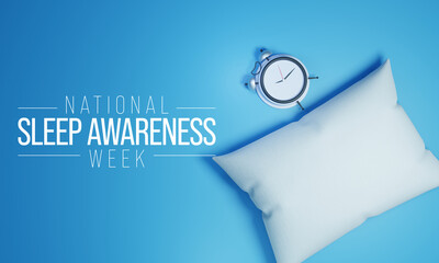 National Sleep awareness week is observed every year in March, intended to be a celebration of sleep and a call to action on important issues related to sleep. 3D Rendering