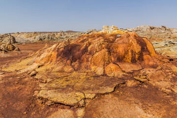 Dallol colorful volcanic landscape in the Danakil depression, Ethiopia.