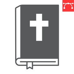 Obraz premium Bible glyph icon, book and pray, holy bible vector icon, vector graphics, editable stroke solid sign, eps 10.