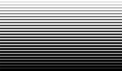 Horizontal line pattern. From thin line to thick. Parallel stripe. Black streak on white background. Straight gradation stripes. Abstract geometric patern. Faded dynamic backdrop. Vector illustration - obrazy, fototapety, plakaty