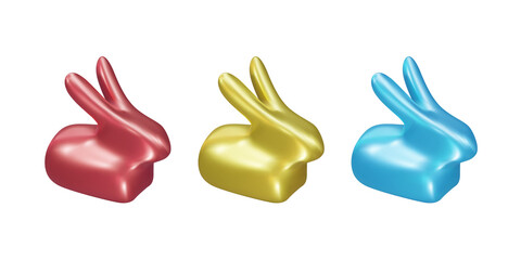 3D  illustration of modern Easter bunnies. Vector illustration.
