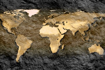 World map made of recycled texture. Eco recycling concept