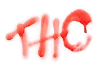 Black spray stain THC letter isolated on white, photo with clipping path