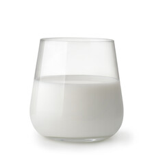 Front view of fresh milk in glass