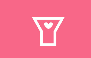 Y love heart alphabet letter logo icon with pink color and line. Creative design for a dating site company or business