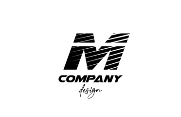 white and black M alphabet letter icon logo. Creative design for company and business with sliced bold style