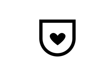 U love heart alphabet letter icon logo with black and white color and line. Creative design for company or business © dragomirescu