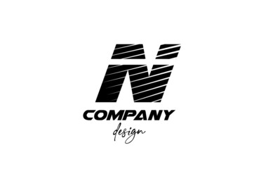 white and black N alphabet letter icon logo. Creative design for company and business with sliced bold style
