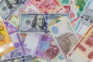 Fototapeta na wymiar Business background of currencies from different countries