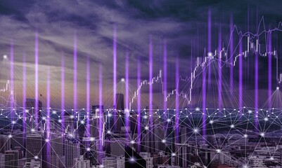 Smart city and digital transformation. Cityscape, and communication network concept.