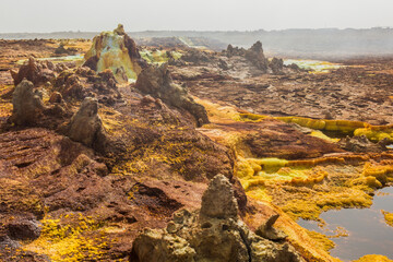 Colorful volcanic landscape of Dallol, Danakil depression, Ethiopia.