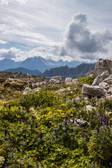 Mountain trail Tre Cime di Lavaredo in Dolomites in Italy