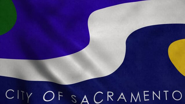 Sacramento city flag, city of USA waving in the wind
