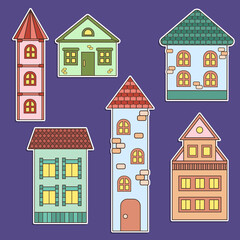 A set of stickers with houses