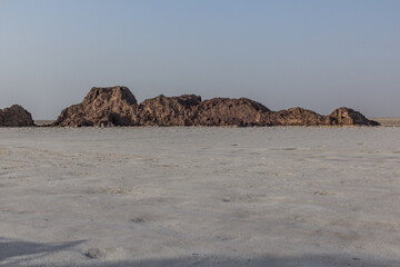 Island in the salt flats in Danakil depression, Ethiopia