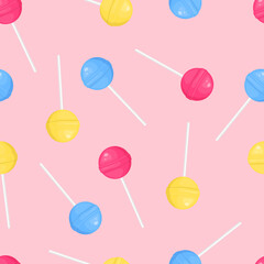 Multicolored round lollipops seamless pattern