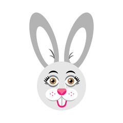 Grey Easter Bunny in cartoon style. Easter rabbit. Vector illustration 