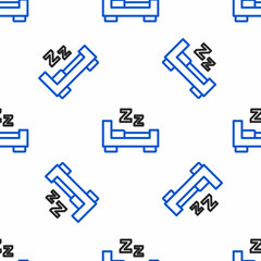 Line Time to sleep icon isolated seamless pattern on white background. Sleepy zzz. Healthy lifestyle. Colorful outline concept. Vector
