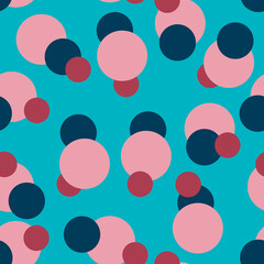 Pink seamless patterns with geometric shapes, circles different colors, 1000x1000 pixels.