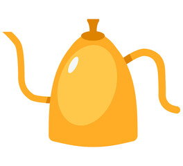 Orange kitchen teapot. Porcelain teapot for brewing tea on a white background.