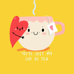 Valentine's Day postcard.Romantic poster.Romantic card