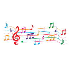 Colorful music notes, vector illustration.