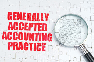 There is a magnifying glass on the puzzles, next to it is written - GENERALLY ACCEPTED ACCOUNTING...