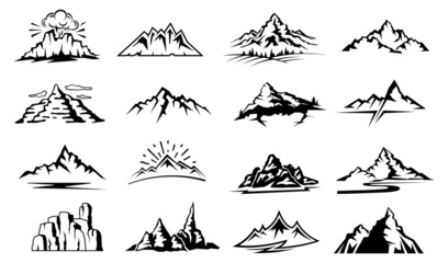 Mountains and nature landscape rocks silhouettes